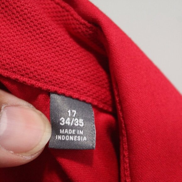 Van Huesen Red Casual Button Down Shirt Flex Cool Collar Slim Size 17 - Picture 7 of 8